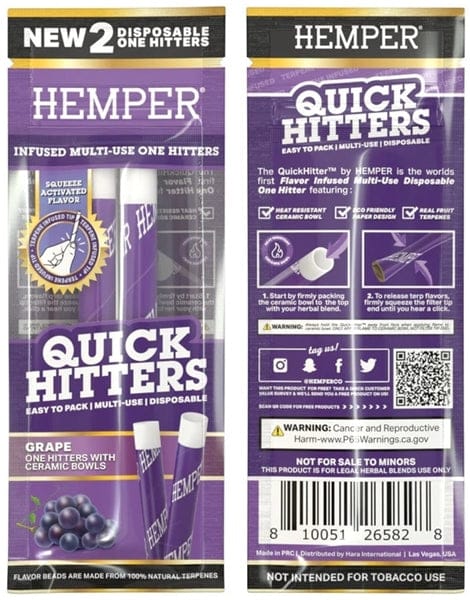 Hemper Quick Hitters - Multi-Use Disposable One Hitters 20pk - Grape