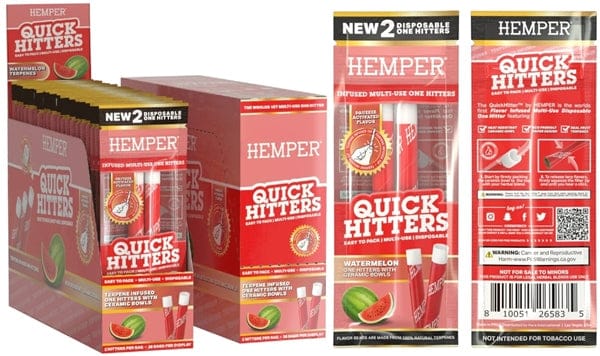 Hemper Quick Hitters - Multi-Use Disposable One Hitters 20pk - Watermelon