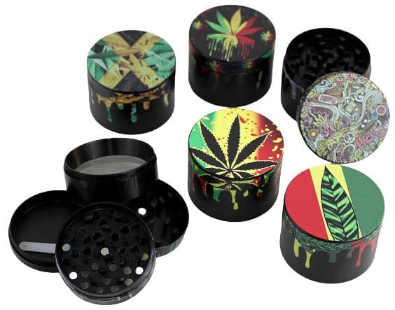 Herb Grinder - Leaf Art Design 4pc Metal Grinders 12pk