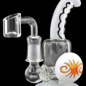 5" Inline Reversal Disc Art Curve Water Pipe with Banger