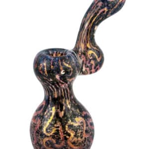 8" Gold Fumed Cursive Frit Jumbo Bubbler