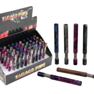 Spring Loaded Metal Pipe One HItter Chillum - Mix Colors Design 50pk