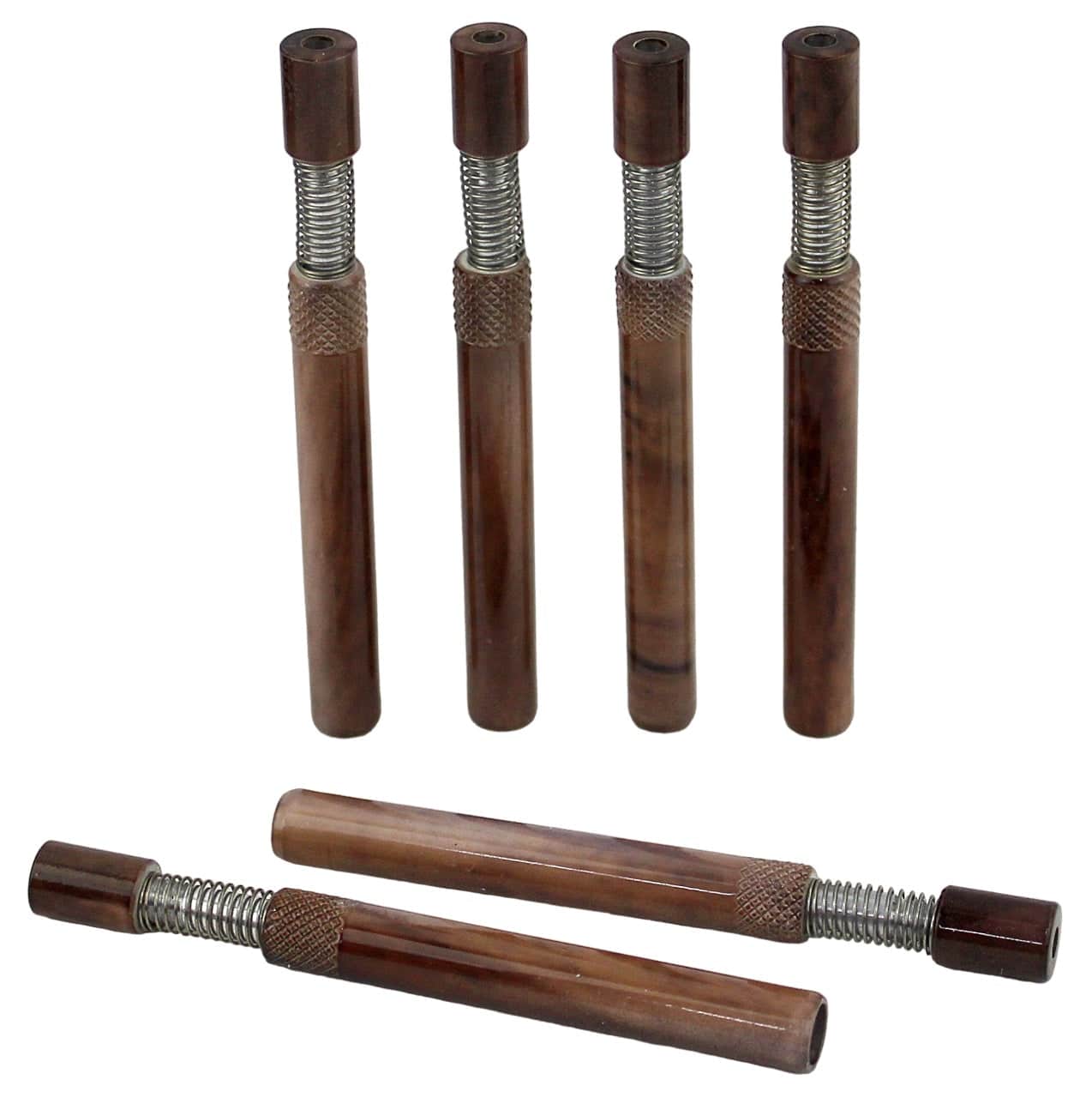 Spring Loaded Metal Pipe One HItter Chillum - Wood Colors Design 50pk