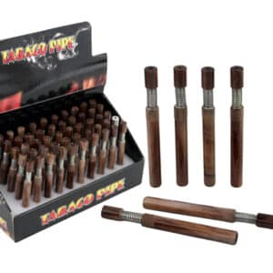 Spring Loaded Metal Pipe One HItter Chillum - Wood Colors Design 50pk