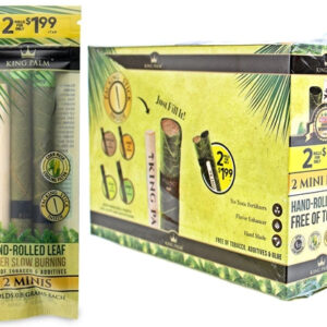 King Palm Natural Leaf Rolls - Mini Size 2pk Pre-Priced $1.99 - 20ct Display