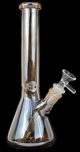 9" Glass On Glass Shiny Beaker Water Pipe