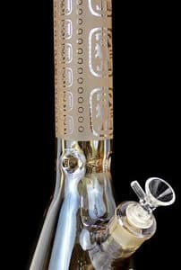 14" Etched Aztec Design Beaker Water Pipe