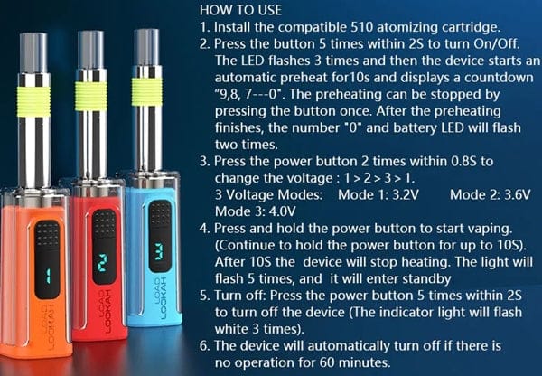 Lookah LOAD 510 Vape Pen Battery 25pk - Image 5