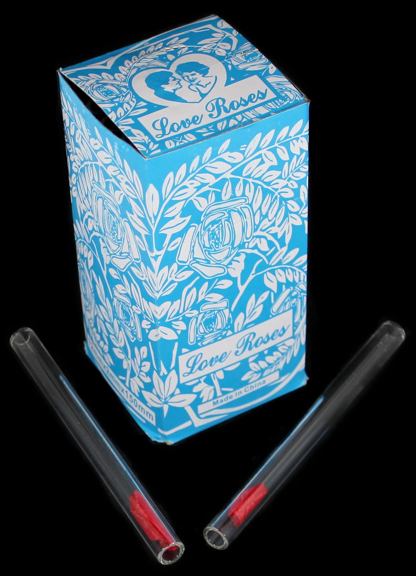 Glass Tube Love Roses 36pc Open End - Large