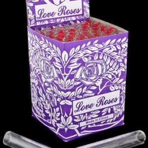 Glass Tube Love Roses 36pc Open End - 4" Thick (Purple or Green Box)