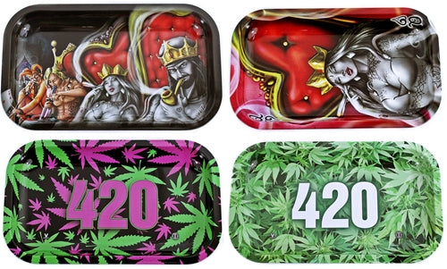 10ct V Syndicate Metal Rolling Tray Assortment - Medium