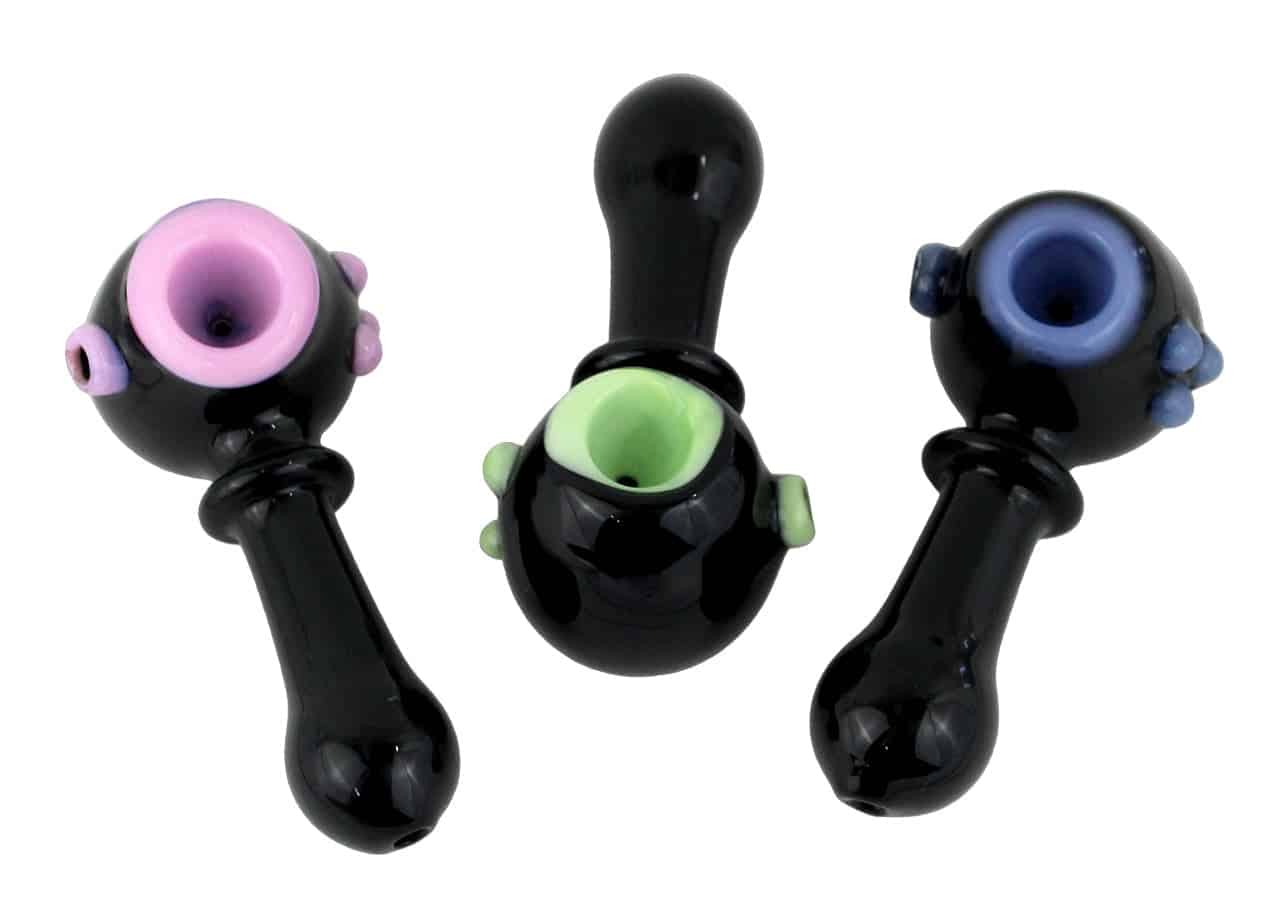 2ct 4" Black Glass Billiard Hand Pipe