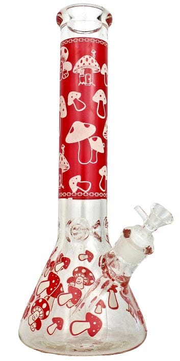 14" Mushroom Art Design Beaker Water Pipe