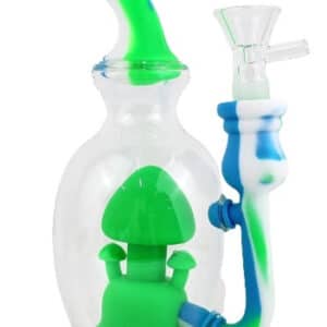8" Silicone Glass Hybrid Mushroom Village Water Pipe