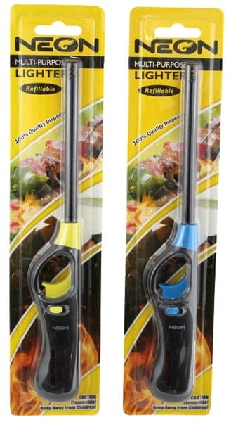 12ct Neon Multi-Purpose Refillable BBQ Lighter