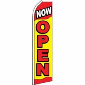 Now Open Windless Business Bow Swooper Feather Flag No Pole