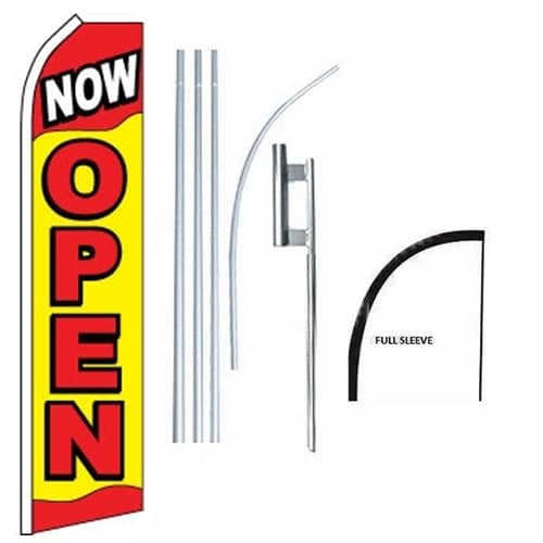 15' Now Open Windless Business Bow Swooper Feather Flag Kit