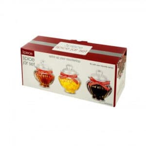 Glass Spice Jar With Ribbon 3pc Set
