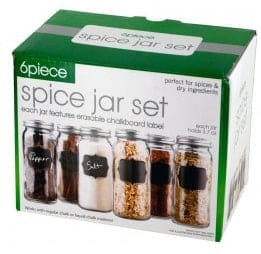 Spice Jar 6pc Set With Erasable Chalkboard Labels
