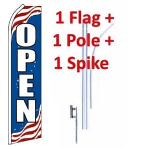 15' Open (Patriotic) Windless Business Bow Swooper Feather Flag Kit