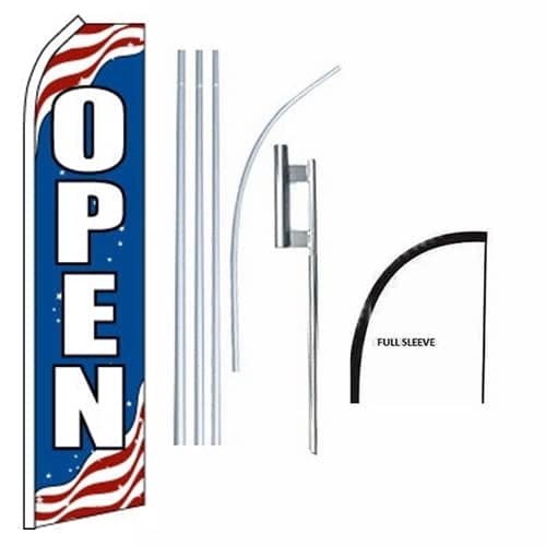 15' Open (Patriotic) Windless Business Bow Swooper Feather Flag Kit