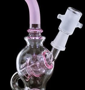 8" Orbit Shower Pink Etched Water Pipe With Female Bowl