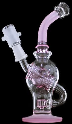 8" Orbit Shower Pink Etched Water Pipe With Female Bowl