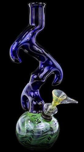 9" Triple Horn Zong Color Art US Made Water Pipe