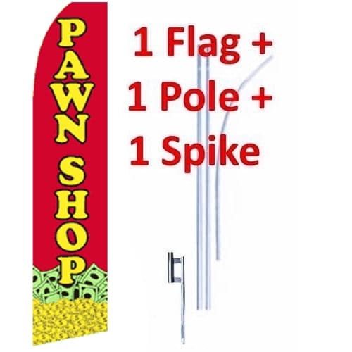 15' Pawn Shop Windless Business Bow Swooper Feather Flag Kit