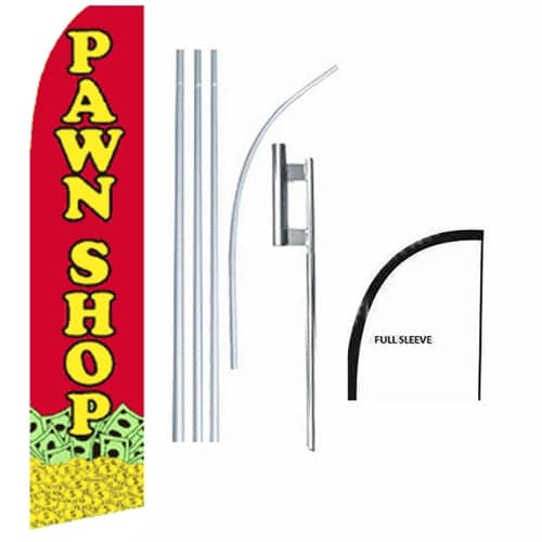 15' Pawn Shop Windless Business Bow Swooper Feather Flag Kit - Image 3