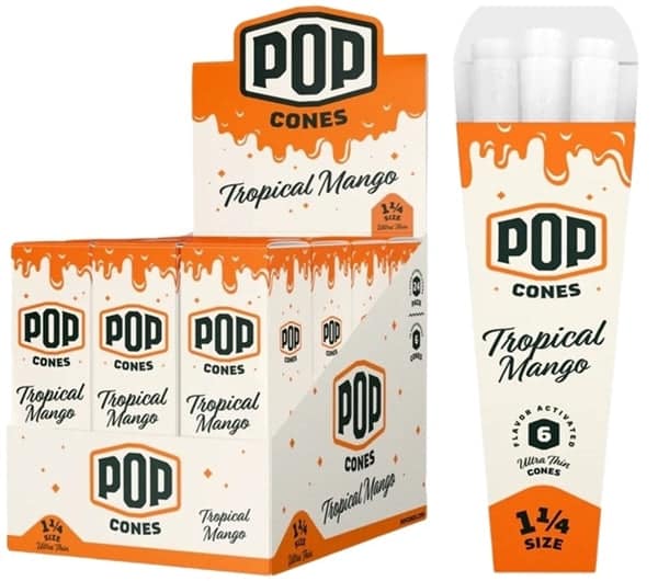 Pop Cones Flavor Activated Pre-Rolled Cones - 1 1-4 - ULTRA THIN - Tropical Mango - Image 4