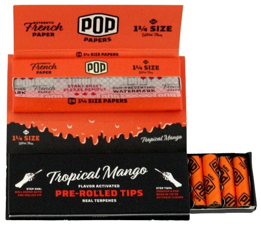 Pop Papers with Flavor Activated Pre-Rolled Tips - 1 1-4 - Tropical Mango - Image 3