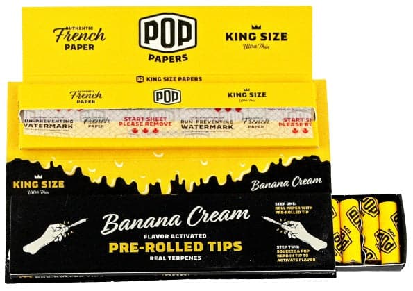 Pop Papers with Flavor Activated Pre-Rolled Tips - King Size - Banana Cream - Image 3