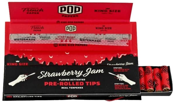 Pop Papers with Flavor Activated Pre-Rolled Tips - King Size - Strawberry Jam - Image 3