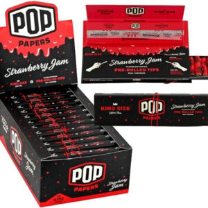 Pop Papers with Flavor Activated Pre-Rolled Tips - King Size - Strawberry Jam