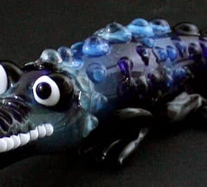 5.5" Pyrex Art Figure - Blue Crocodile