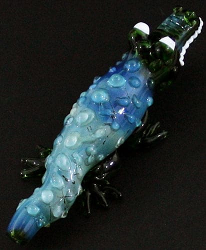 5.5" Pyrex Art Figure - Green Crocodile