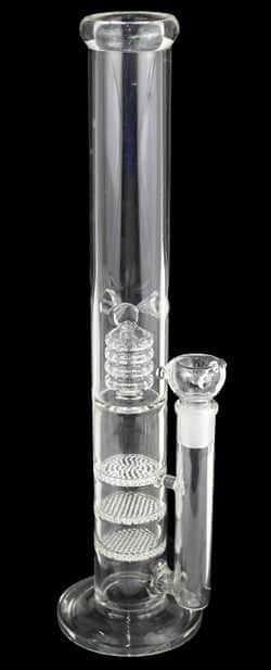 16" Triple Honeycomb Barrel Quad Perk Straight Water Pipe