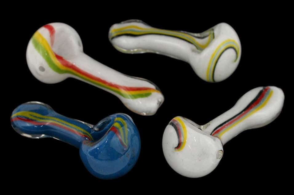 4ct 3.5" Rasta Road Frit Hand Pipe