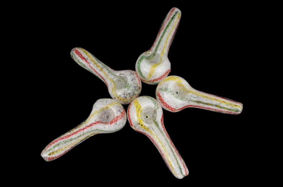 10ct 3" Rasta Rope Frit Spoon Hand Pipe