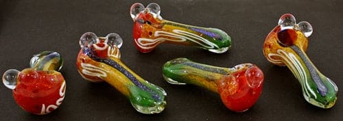 4ct 4" Rasta Frit Dichroic Marble Hand Pipe