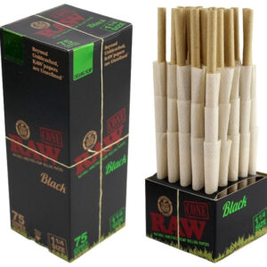 RAW Mini Bulk Prerolled Cones - Black Organic - 1 1-4 75pk