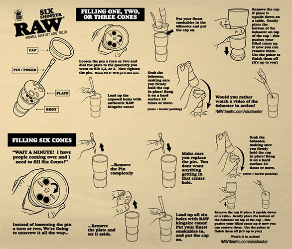 RAW Six Shooter Cone Filler - King Size