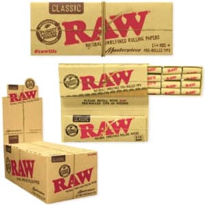 Raw Classic Papers Masterpiece 1 1-4 with Pre-rolled Tips