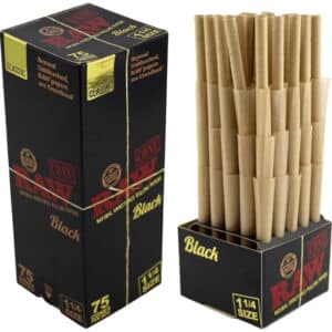 RAW Mini Bulk Prerolled Cones - Black Classic - 1 1-4 75pk