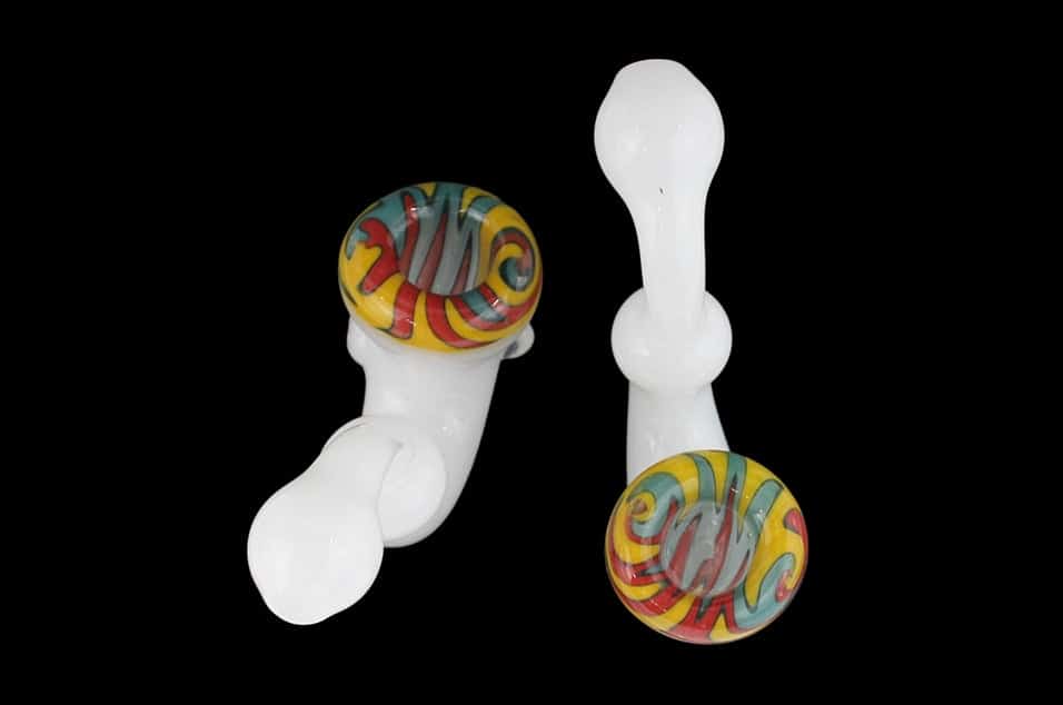 2ct 6" Reversal Art White Glass Sherlock Hand Pipe