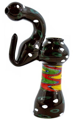 8" Reversal Black Tube Dot Bubbler