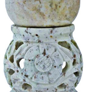 3.5" Floral Carved Soapstone Aroma Lamp SBR210
