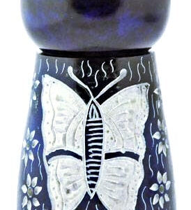 4" Butterfly Carved Soapstone Aroma Lamp Blue SBR288