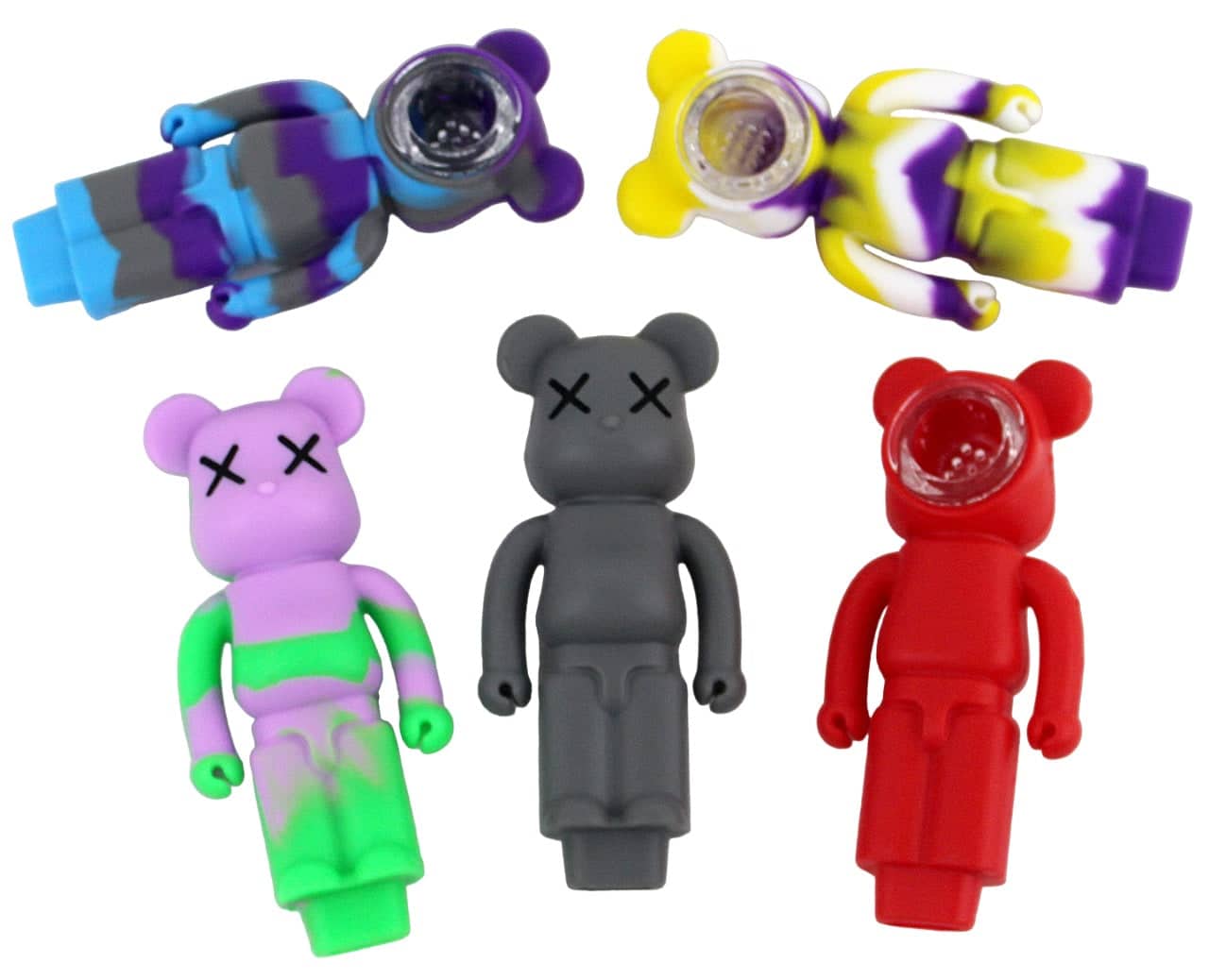 Silicone Hand Pipe with Glass Bowl - XX Bear